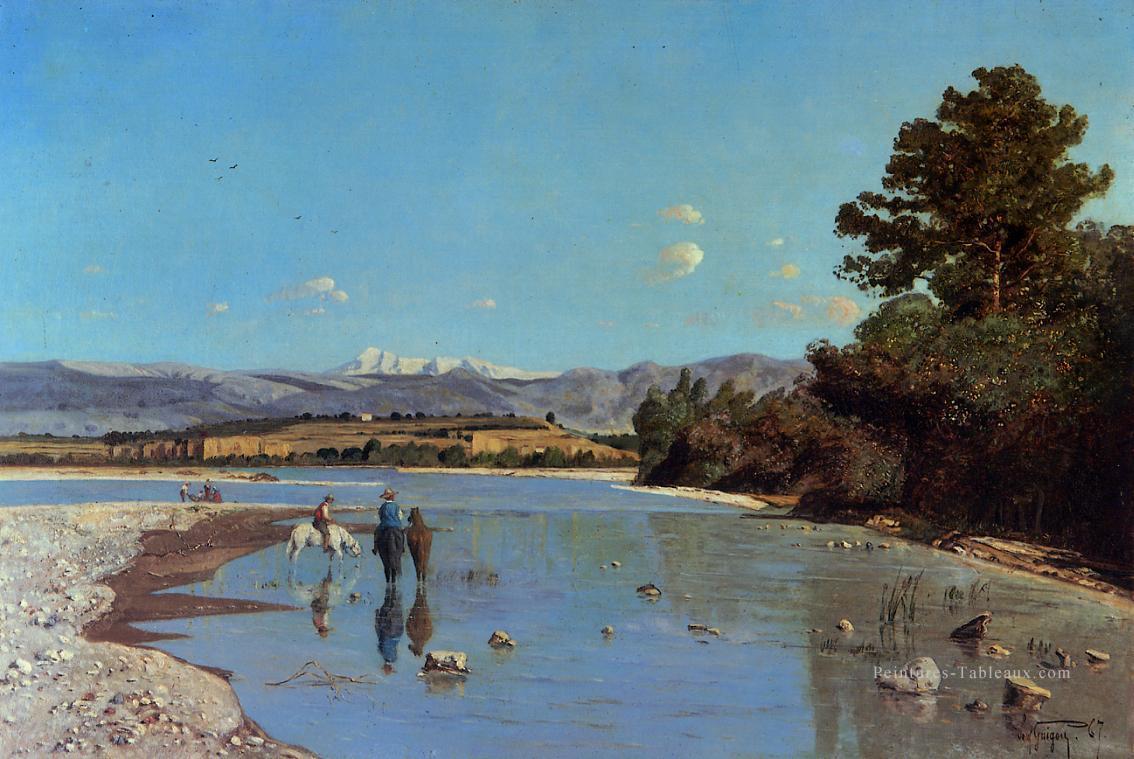 Les rives de la Durance à Puivert2 paysage Paul Camille Guigou paysages Rivières Peintures à l'huile